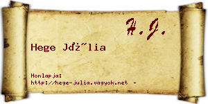 Hege Júlia névjegykártya